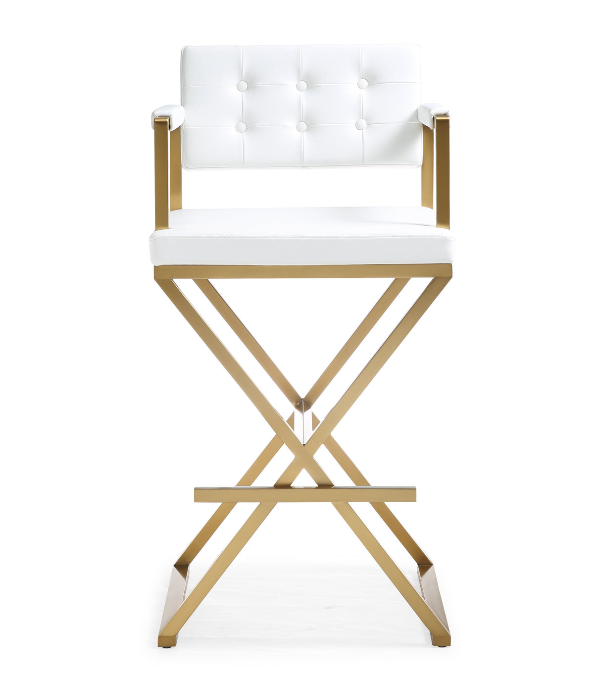 Director Performance Vegan Leather Stool with Gold Base by TOV Furniture at Eve Furniture