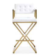 Director Performance Vegan Leather Stool with Gold Base by TOV Furniture at Eve Furniture