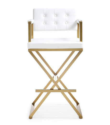 Director Performance Vegan Leather Stool with Gold Base by TOV Furniture at Eve Furniture