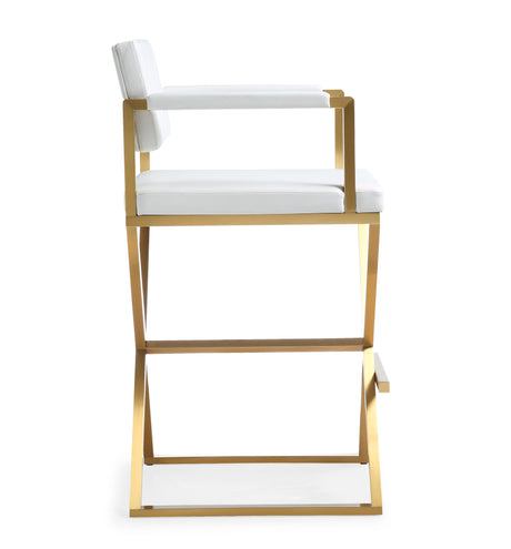 Director Performance Vegan Leather Stool with Gold Base by TOV Furniture at Eve Furniture
