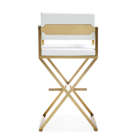 Director Performance Vegan Leather Stool with Gold Base by TOV Furniture at Eve Furniture