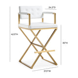 Director Performance Vegan Leather Stool with Gold Base by TOV Furniture at Eve Furniture