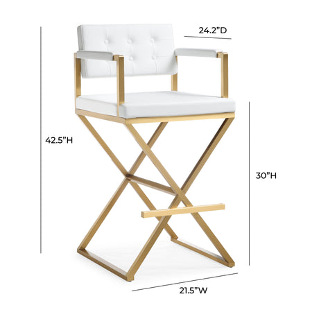 Director Performance Vegan Leather Stool with Gold Base by TOV Furniture at Eve Furniture