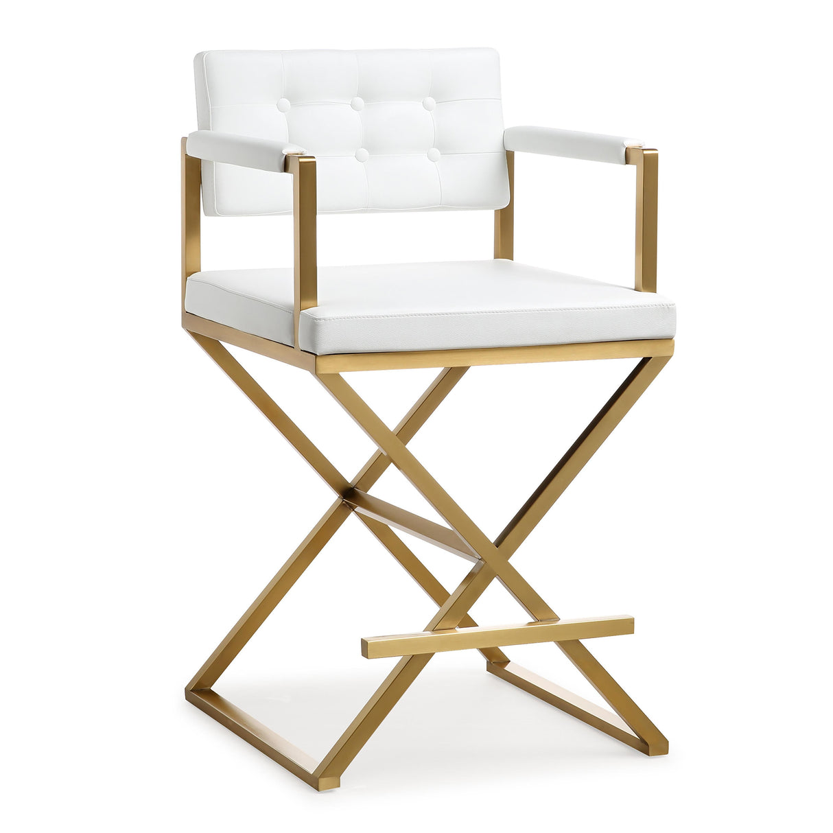 Director Performance Vegan Leather Stool with Gold Base by TOV Furniture at Eve Furniture