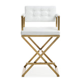 Director Performance Vegan Leather Stool with Gold Base by TOV Furniture at Eve Furniture