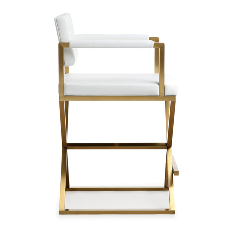 Director Performance Vegan Leather Stool with Gold Base by TOV Furniture at Eve Furniture