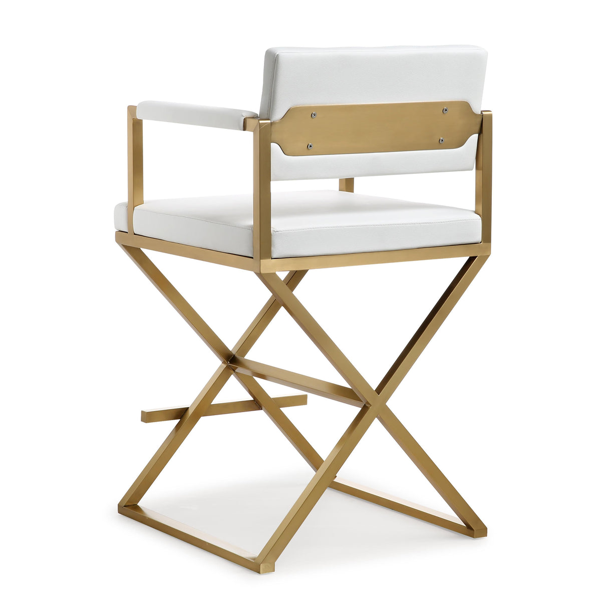 Director Performance Vegan Leather Stool with Gold Base by TOV Furniture at Eve Furniture