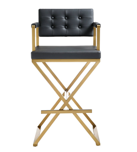 Director Performance Vegan Leather Stool with Gold Base by TOV Furniture at Eve Furniture