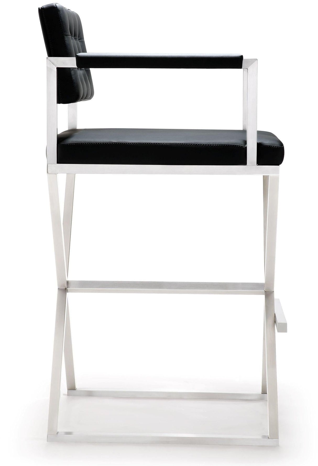 Director Performance Vegan Leather Stool with Silver Base by TOV Furniture at Eve Furniture