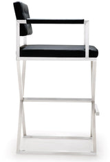 Director Performance Vegan Leather Stool with Silver Base by TOV Furniture at Eve Furniture