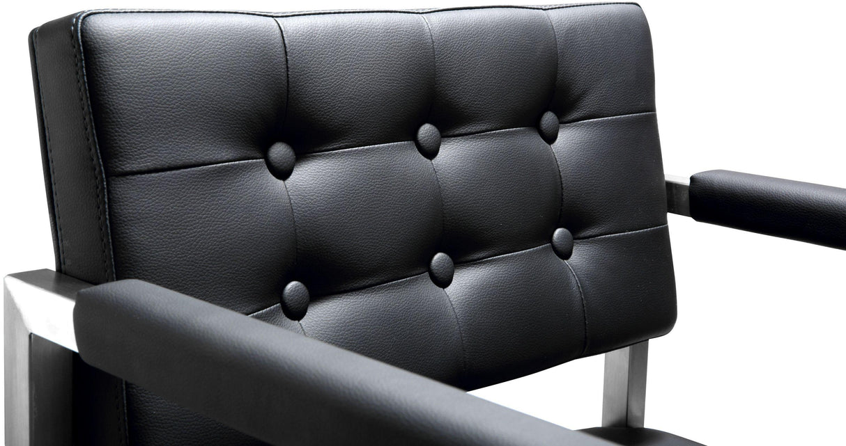 Director Performance Vegan Leather Stool with Silver Base by TOV Furniture at Eve Furniture
