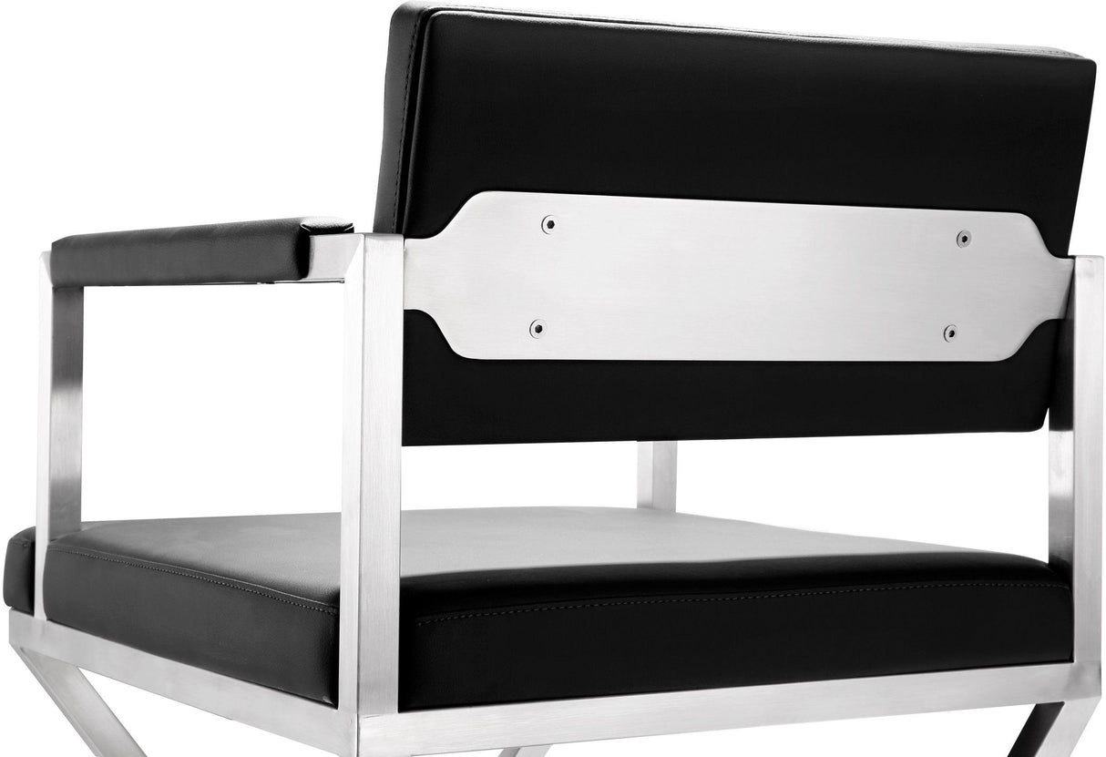 Director Performance Vegan Leather Stool with Silver Base by TOV Furniture at Eve Furniture