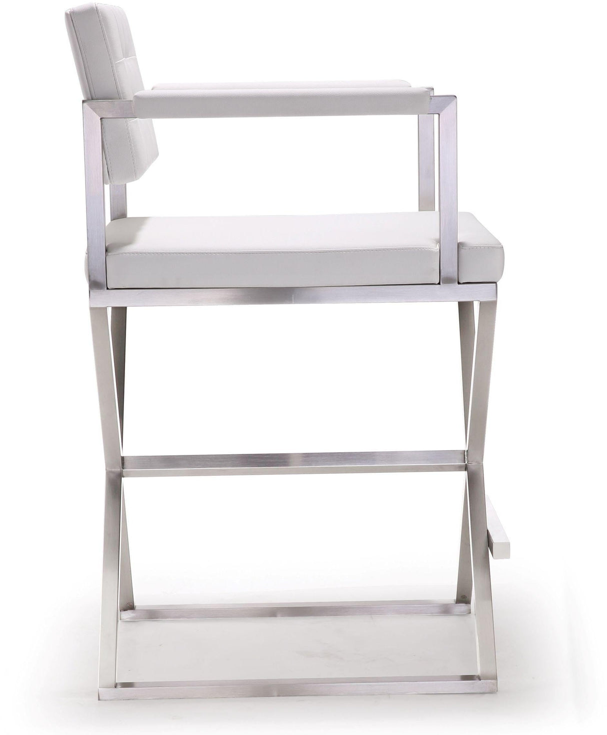 Director Performance Vegan Leather Stool with Silver Base by TOV Furniture at Eve Furniture