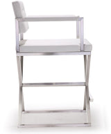 Director Performance Vegan Leather Stool with Silver Base by TOV Furniture at Eve Furniture