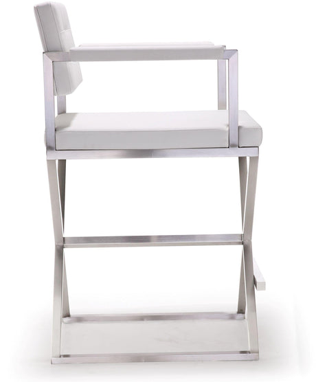Director Performance Vegan Leather Stool with Silver Base by TOV Furniture at Eve Furniture