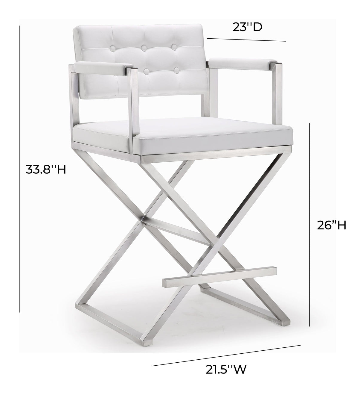 Director Performance Vegan Leather Stool with Silver Base by TOV Furniture at Eve Furniture