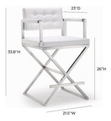 Director Performance Vegan Leather Stool with Silver Base by TOV Furniture at Eve Furniture