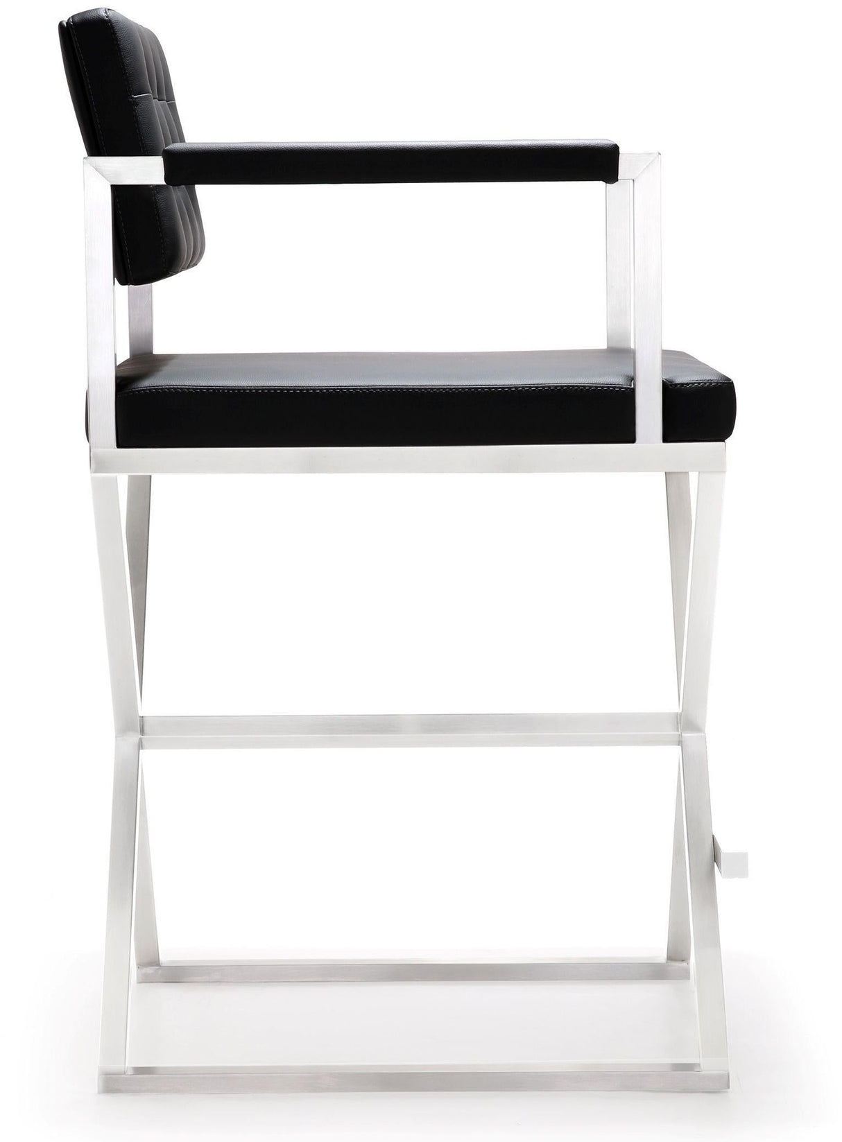 Director Performance Vegan Leather Stool with Silver Base by TOV Furniture at Eve Furniture