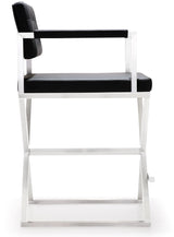 Director Performance Vegan Leather Stool with Silver Base by TOV Furniture at Eve Furniture