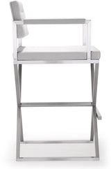Director Performance Vegan Leather Stool with Silver Base by TOV Furniture at Eve Furniture