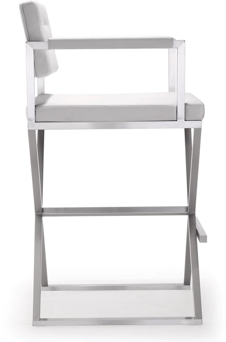 Director Performance Vegan Leather Stool with Silver Base by TOV Furniture at Eve Furniture