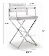 Director Performance Vegan Leather Stool with Silver Base by TOV Furniture at Eve Furniture