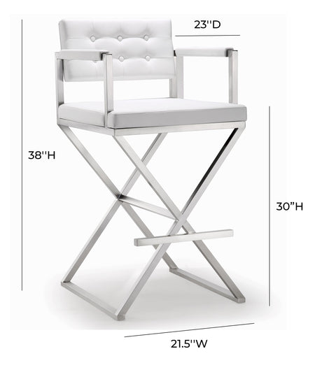 Director Performance Vegan Leather Stool with Silver Base by TOV Furniture at Eve Furniture