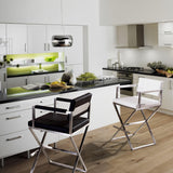 Director Performance Vegan Leather Stool with Silver Base by TOV Furniture at Eve Furniture