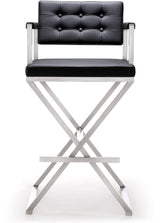 Director Performance Vegan Leather Stool with Silver Base by TOV Furniture at Eve Furniture