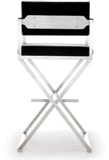 Director Performance Vegan Leather Stool with Silver Base by TOV Furniture at Eve Furniture
