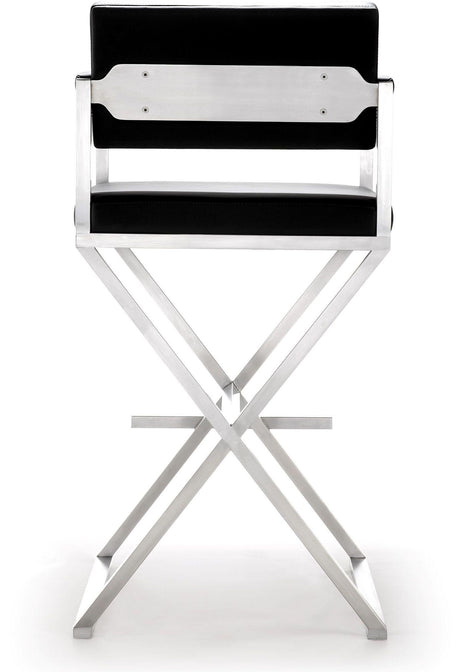 Director Performance Vegan Leather Stool with Silver Base by TOV Furniture at Eve Furniture