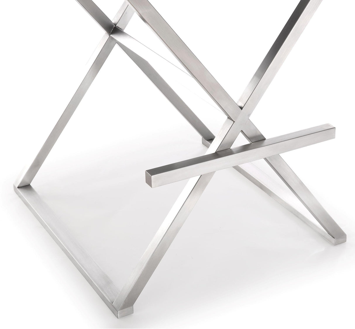 Director Performance Vegan Leather Stool with Silver Base by TOV Furniture at Eve Furniture