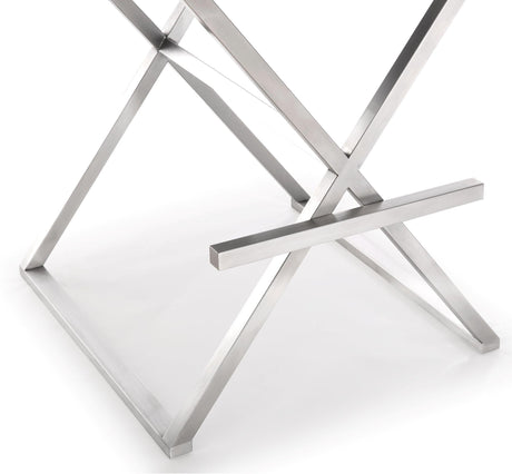 Director Performance Vegan Leather Stool with Silver Base by TOV Furniture at Eve Furniture