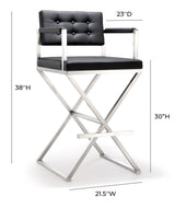 Director Performance Vegan Leather Stool with Silver Base by TOV Furniture at Eve Furniture