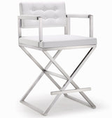 Director Performance Vegan Leather Stool with Silver Base by TOV Furniture at Eve Furniture