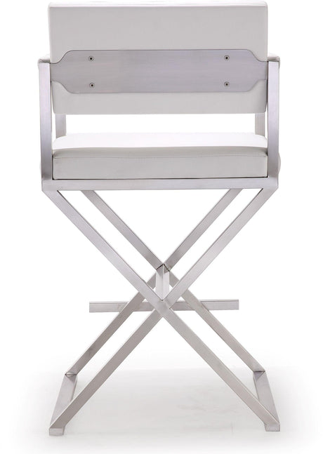 Director Performance Vegan Leather Stool with Silver Base by TOV Furniture at Eve Furniture
