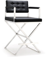 Director Performance Vegan Leather Stool with Silver Base by TOV Furniture at Eve Furniture