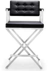 Director Performance Vegan Leather Stool with Silver Base by TOV Furniture at Eve Furniture