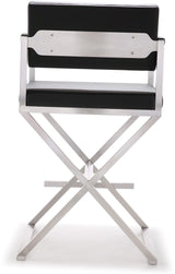 Director Performance Vegan Leather Stool with Silver Base by TOV Furniture at Eve Furniture