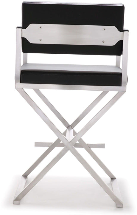 Director Performance Vegan Leather Stool with Silver Base by TOV Furniture at Eve Furniture