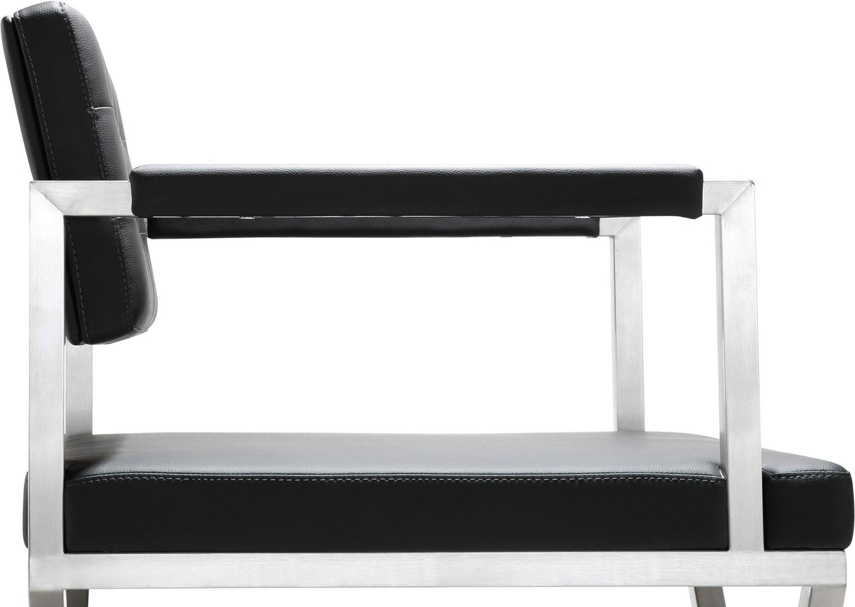 Director Performance Vegan Leather Stool with Silver Base by TOV Furniture at Eve Furniture