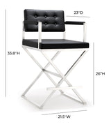Director Performance Vegan Leather Stool with Silver Base by TOV Furniture at Eve Furniture