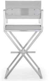 Director Performance Vegan Leather Stool with Silver Base by TOV Furniture at Eve Furniture