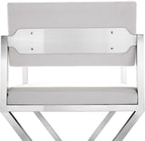 Director Performance Vegan Leather Stool with Silver Base by TOV Furniture at Eve Furniture