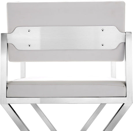 Director Performance Vegan Leather Stool with Silver Base by TOV Furniture at Eve Furniture