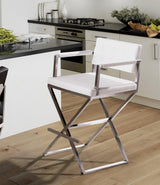 Director Performance Vegan Leather Stool with Silver Base by TOV Furniture at Eve Furniture