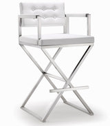 Director Performance Vegan Leather Stool with Silver Base by TOV Furniture at Eve Furniture