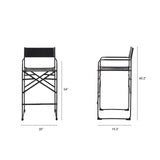 Direttore 19.3L x 19.3W x 40.2H Black Leather W/Black Frame Counter Stool by Mercana at Eve Furniture