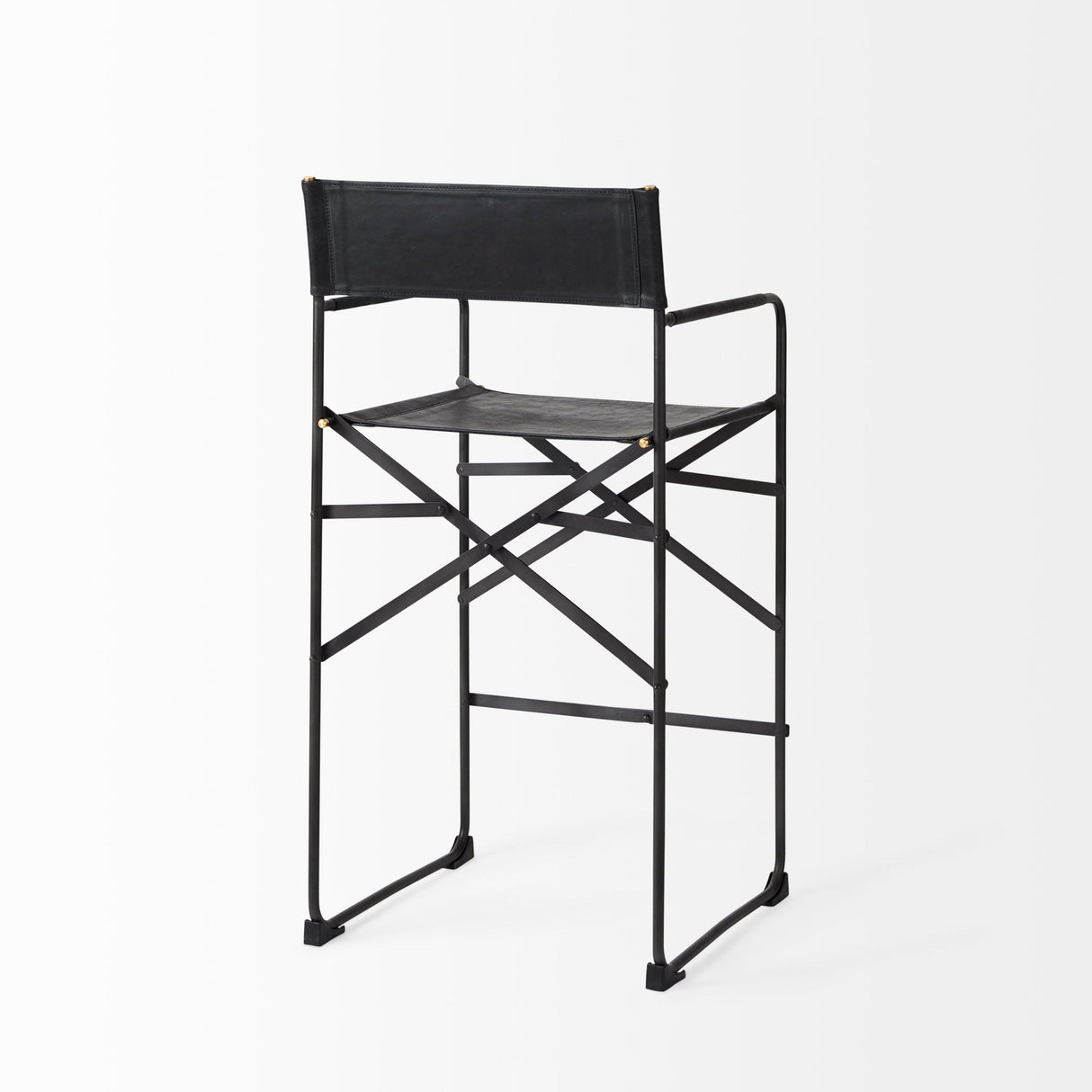 Direttore 19.3L x 19.3W x 40.2H Black Leather W/Black Frame Counter Stool by Mercana at Eve Furniture