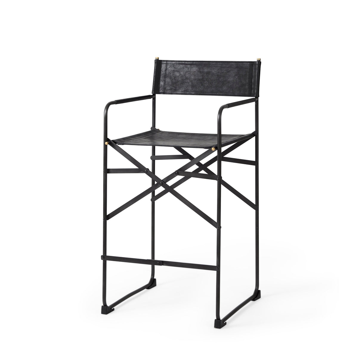 Direttore 19.3L x 19.3W x 40.2H Black Leather W/Black Frame Counter Stool by Mercana at Eve Furniture